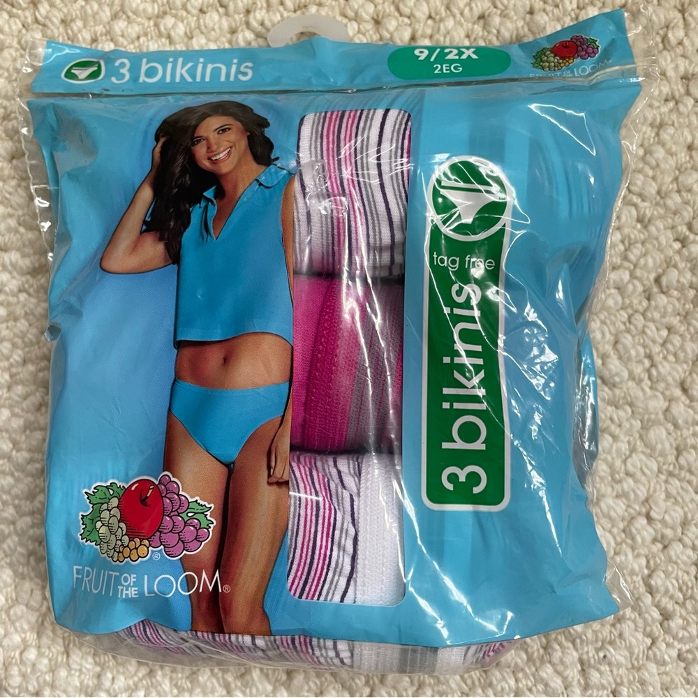 Fruit of the Loom Women’s Tag-Free Cotton Bikini Panties 3-Pack Assorted